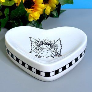 RARE Enesco Children Of The Inner Light Heart & Soul Ceramic Soap Dish 5.25"x4.7